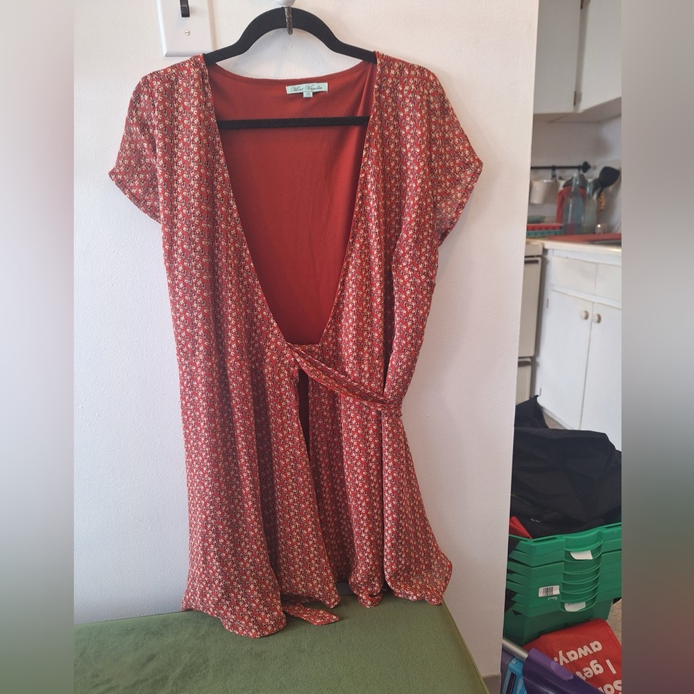 Red wrap dress